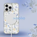 Apple iPhone 16 Pro, Műanyag hátlap védőtok + szilikon keret, Magsafe töltővel kompatibilis, tavaszi virág minta, Magmood Magsafe Spring Flowers, mintás/átlátszó