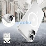 Apple iPhone 16, Műanyag hátlap védőtok + szilikon keret, közepesen ütésálló, Magsafe töltővel kompatibilis, Magslim Magsafe, áttetsző/fehér