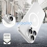 Apple iPhone 16 Pro Max, Műanyag hátlap védőtok + szilikon keret, közepesen ütésálló, Magsafe töltővel kompatibilis, Magslim Magsafe, áttetsző/fehér