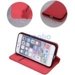 Apple iPhone 16 Pro, Oldalra nyíló tok, valódi bőrtok, stand, Smart Pro, piros