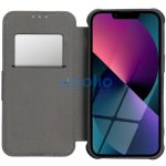 Apple iPhone 16 Plus, Oldalra nyíló tok, légpárnás sarok, bőrhatású, karbon minta, Razor Book, kék