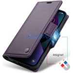 Apple iPhone 16 Pro, Oldalra nyíló tok, stand, kártyatartóval, RFID technológiával, Wooze CaseME, lila