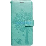 Samsung Galaxy A16 4G / A16 5G SM-A165F / A166B, Oldalra nyíló tok, kártyatartóval, kézpánttal, Fa minta, Mezzo Book, mintás/zöld