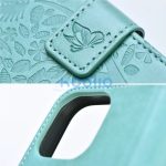 Samsung Galaxy A16 4G / A16 5G SM-A165F / A166B, Oldalra nyíló tok, kártyatartóval, kézpánttal, Fa minta, Mezzo Book, mintás/zöld