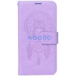 Samsung Galaxy A16 4G / A16 5G SM-A165F / A166B, Oldalra nyíló tok, kártyatartóval, kézpánttal, Álomfogó minta, Mezzo Book, mintás/lila