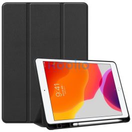   Apple iPad Air 13 (2024 / 2025), mappa tok, érintőceruza tartó, érintőceruza nélkül, Smart Case, Wooze Trifold Pencil Holder, fekete