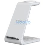 Univerzális vezeték nélküli töltő állomás 3in1, Qi Wireless, 10W, asztali tartó, Apple eszközökhöz, Tech-Protect QI15W-A36, fehér