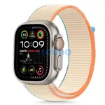 Apple Watch 4-6, SE, SE (2022), SE (2025) (38 / 40 mm) / Watch 7-9 (41 mm) / Watch 10-11 (42 mm), textíl pótszíj, nylon, állítható, légáteresztő, TP Nylon, krém