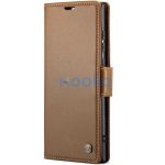 Samsung Galaxy S25 Plus SM-S936, Oldalra nyíló tok, stand, kártyatartóval, RFID technológiával, Wooze CaseME, barna