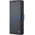 Samsung Galaxy S25 Plus SM-S936, Oldalra nyíló tok, stand, kártyatartóval, RFID technológiával, Wooze CaseME, fekete