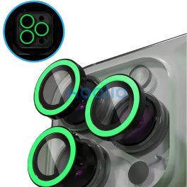   Apple iPhone 15 Pro / 15 Pro Max, Kamera lencsevédő fólia, ütésálló fólia, Tempered Glass (edzett üveg), sötétben világít, Xprotector Luminous, zöld