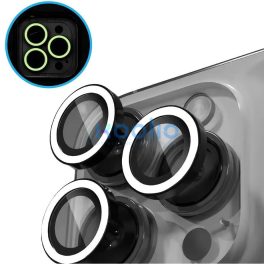   Apple iPhone 16 Pro / 16 Pro Max, Kamera lencsevédő fólia, ütésálló fólia, Tempered Glass (edzett üveg), sötétben világít, Xprotector Luminous, fehér