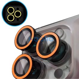   Apple iPhone 16 Pro / 16 Pro Max, Kamera lencsevédő fólia, ütésálló fólia, Tempered Glass (edzett üveg), sötétben világít, Xprotector Luminous, narancssárga