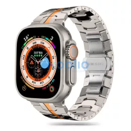    Tech-Protect STAINLESS LINE rozsdamentes acél óraszíj Titán / Narancs, Apple Watch 42mm (S1-S3) / 44mm / 45mm / 46mm / 49mm készülékhez