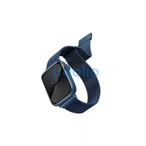 UNIQ Dante Strap Apple Watch Series 1/2/3/4/5/6/7/8/9/SE/SE2/SE3 készülékhez rozsdamentes acél szíj 42/44/45mm kék