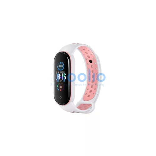 Beline Design Mi Band 7/6/5 szíj Mi Band készülékhez fehér-rózsaszín