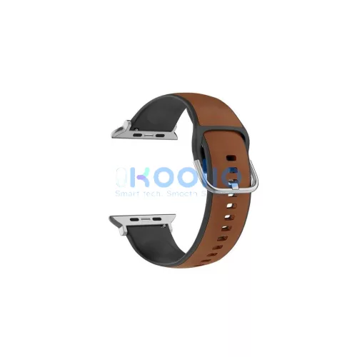 Beline Apple Watch szilikonbőr szíj Apple Watch készülékhez 38/40/41mm – barna-fekete / barna-fekete doboz