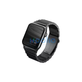   UNIQ Strova Strap Apple Watch 42/44/45 mm Series 4/5/6/7/SE készülékhez rozsdamentes acél éjfekete
