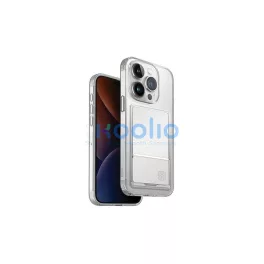   UNIQ tok Air Fender ID – iPhone 15 Pro 6.1 készülékhez, kártyatartó, bőrszínű, átlátszó