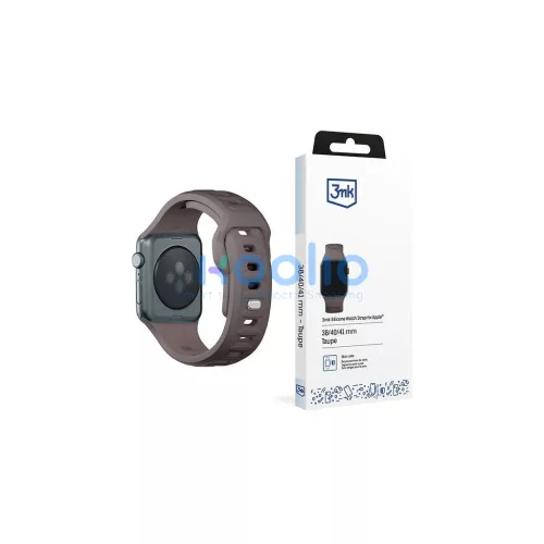 3MK szilikon óraszíj Apple Watch készülékhez 38/40/41mm szürkésbarna