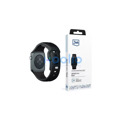 3MK szilikon óraszíj, Apple Watch 38/40/41mm készülékhez, fekete