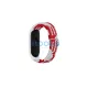 Beline Mi Band 7/6/5 szíj készülékhez, Textilered/fehér, piros/fehér