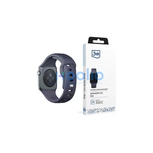 3MK szilikon óra szíj Apple Watch 42/44/45/49mm készülékhez, szürke