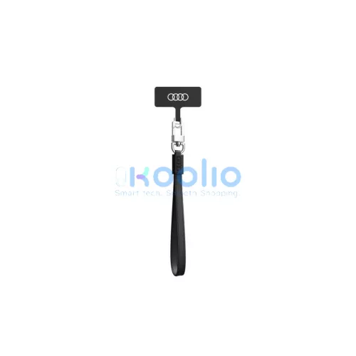Audi univerzális telefon póráz 28 cm 10 mm bőr fekete AU-HSLSL-GT/D1-BK