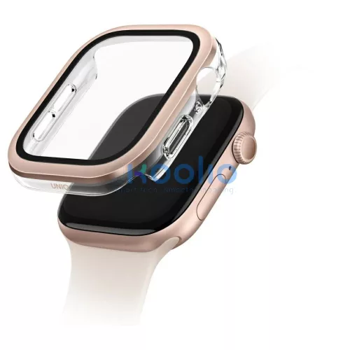 UNIQ Voute kijelzővédő Apple Watch Series 10/11 46mm készülékhez edzett üveg rózsaarany