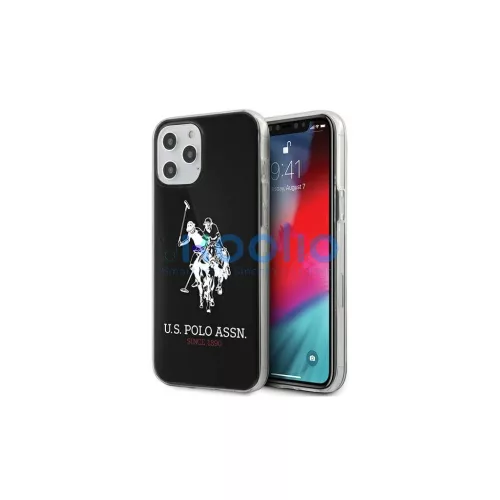 US Polo USHCP12LTPUHRBK iPhone 12 Pro Max 6,7 készülékhez Shiny Big Logo tok fekete