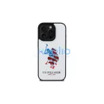 US Polo USHCP15XPUSH iPhone 15 Pro Max 6,7" készülékhez bőr tok Big DH American Flag fehér