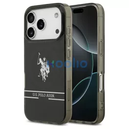   US Polo DH and Bottom Stripe Logo MagSafe tok iPhone 17 Pro készülékhez fekete
