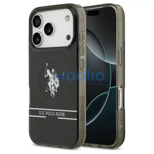 US Polo DH and Bottom Stripe Logo MagSafe tok iPhone 17 Pro készülékhez fekete