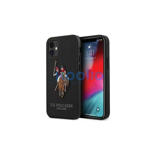 US Polo USHCP12SPUGFLBK iPhone 12 mini készülékhez tok 5,4" Polo Embroidery Collection fekete