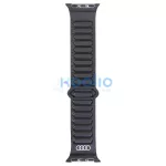 Apple Watch 40/41/42mm készülékhez Audi Logo valódi bőr mágneses gyűrűs óraszíj fekete