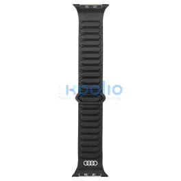   Audi Logo valódi bőr mágneses gyűrű szíj Apple Watch készülékhez 44/45/46/49mm fekete