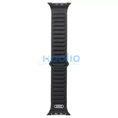 Audi Logo valódi bőr mágneses gyűrű szíj Apple Watch készülékhez 44/45/46/49mm fekete