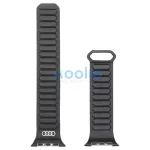 Audi Logo valódi bőr mágneses gyűrű szíj Apple Watch készülékhez 44/45/46/49mm fekete