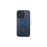US Polo USHCP14LPFAV iPhone 14 Pro 6,1 készülékhez tok Leather Stitch tengerészkék