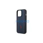 US Polo USHCP14LPFAV iPhone 14 Pro 6,1 készülékhez tok Leather Stitch tengerészkék