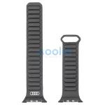 Audi Logo műbőr mágneses gyűrű szíj Apple Watch készülékhez 44/45/46/49mm fekete