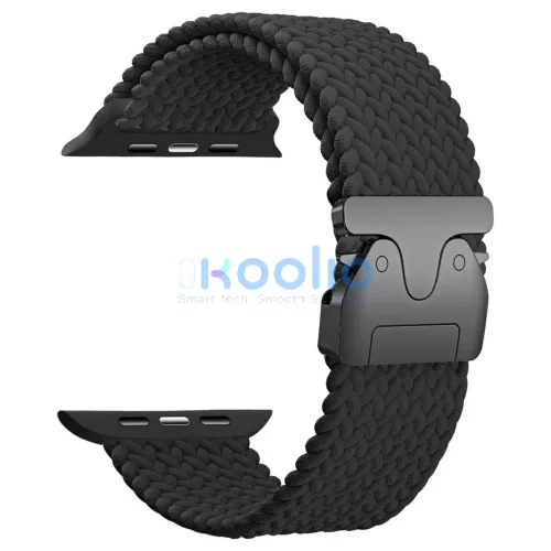 Beline fonott nylon Parachute szíj Apple Watch 42/44/45/49mm készülékhez fekete