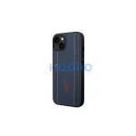 US Polo USHCP14MPFAV iPhone 14 Plus / 15 Plus készülékhez 6,7 hüvelykes tok Leather Stitch tengerészkék