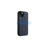 US Polo USHCP14MPFAV iPhone 14 Plus / 15 Plus készülékhez 6,7 hüvelykes tok Leather Stitch tengerészkék