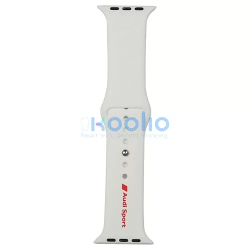 Audi Sport Red Logo szilikon óraszíj Apple Watch 44/45/46/49mm készülékhez fehér