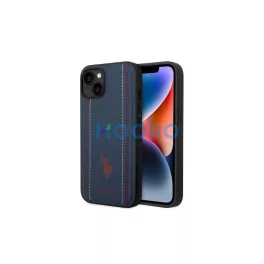   US Polo USHCP14SPFAV iPhone 14 / 15 / 13 6,1 készülékhez Leather Stitch tok tengerészkék