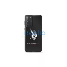   US Polo USHCS21LTPUHRBK Samsung Galaxy S21 Ultra G998 készülékhez telefon tok Shiny Big Logo fekete