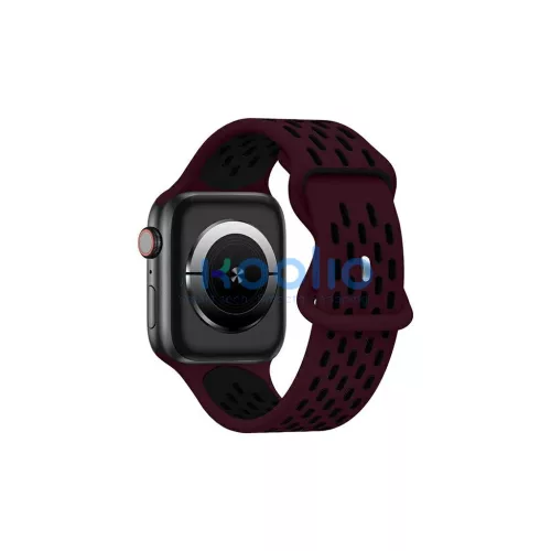 Beline Apple Watch készülékhez New SportSilicone szíj 42/44/45/49mm bordó‑fekete, borvörös‑fekete Box