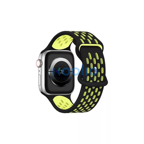 Beline New SportSilicone szíj Apple Watch 42/44/45/49 mm készülékhez, fekete/sárga, doboz