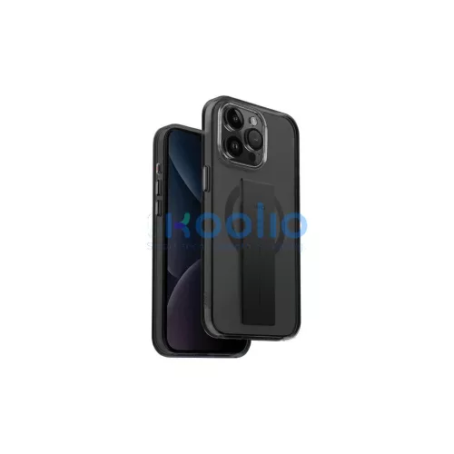 UNIQ Heldro Mag iPhone 15 Pro 6.1 készülékhez Magclick töltőtok fekete/gőzfüst